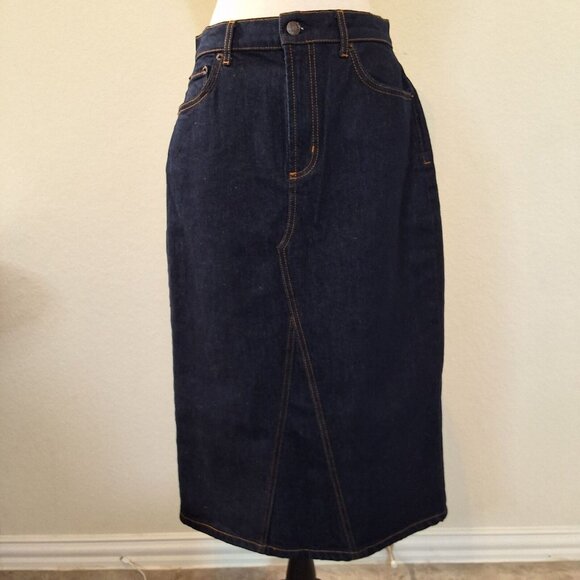 Rails Highland High-Waist Midi Denim Skirt Sz 28 Midnight Blues Color Wash NWOT - Picture 4 of 9